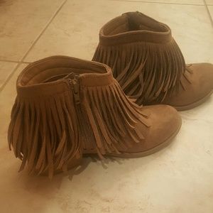 Tan Fringe ankle booties